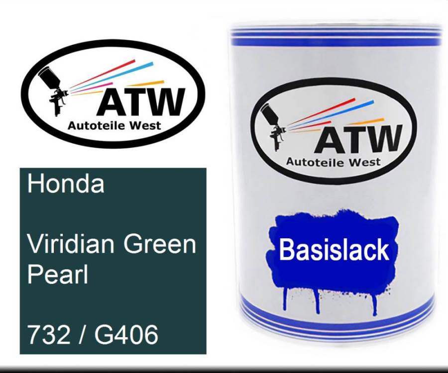 Honda, Viridian Green Pearl, 732 / G406: 500ml Lackdose, von ATW Autoteile West.